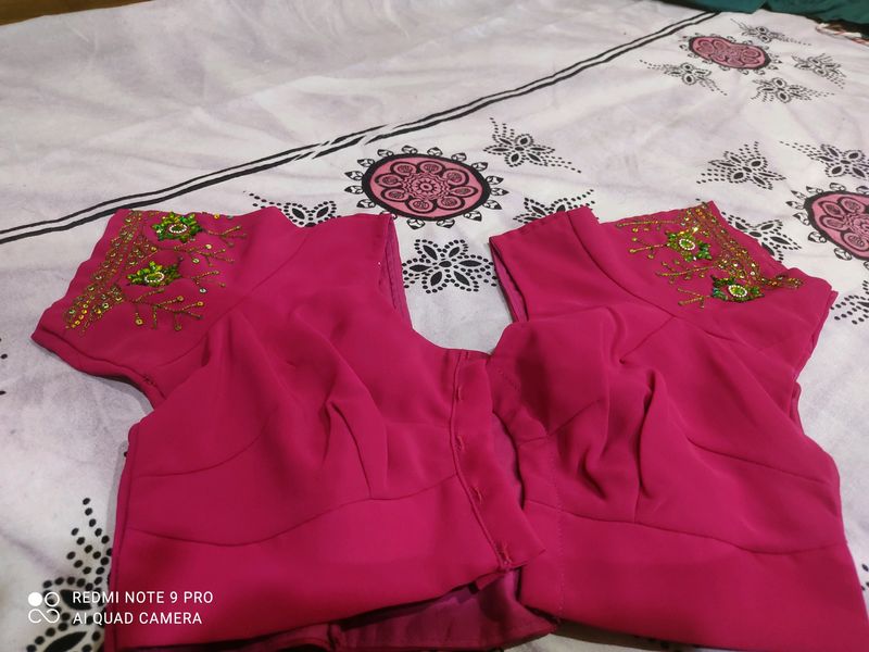 Beautiful  Dark Magenta Colour Hand Work Blouse