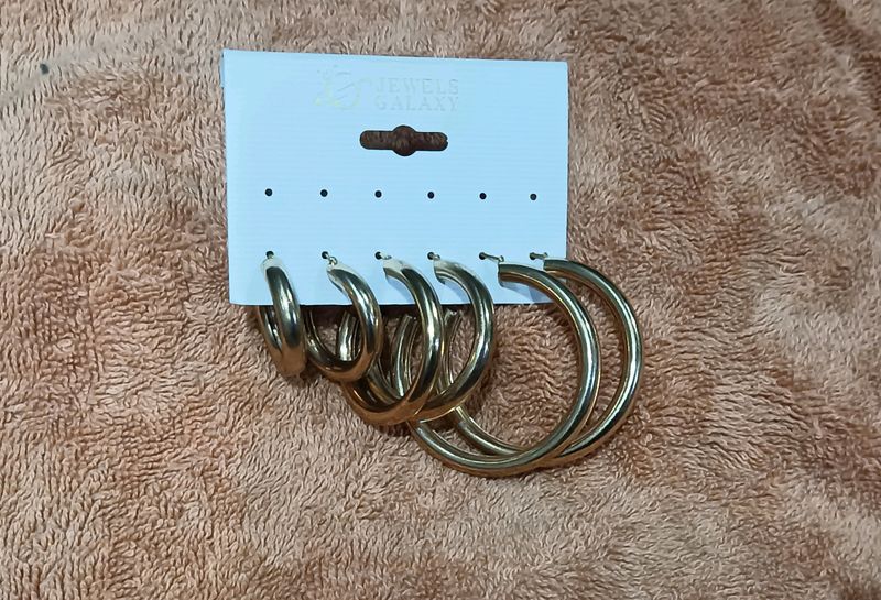 3 Pairs Of Gold Hoops