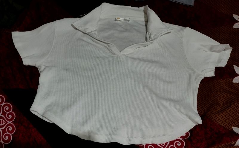 White Collar Cotton Top