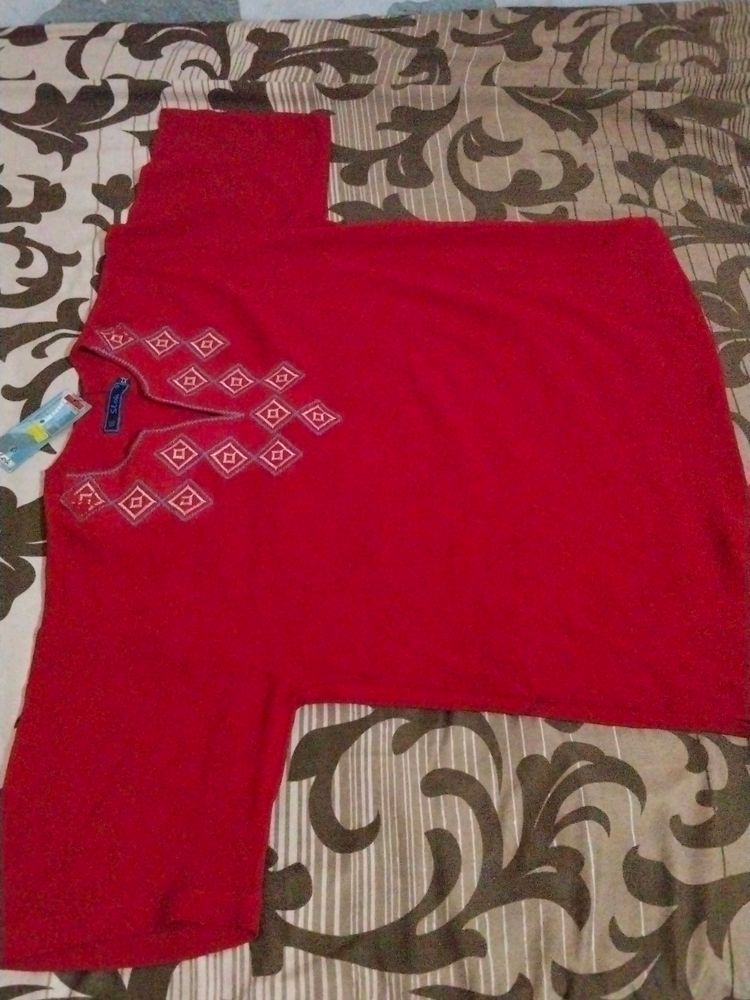 Slok Red Classy Short Kurti