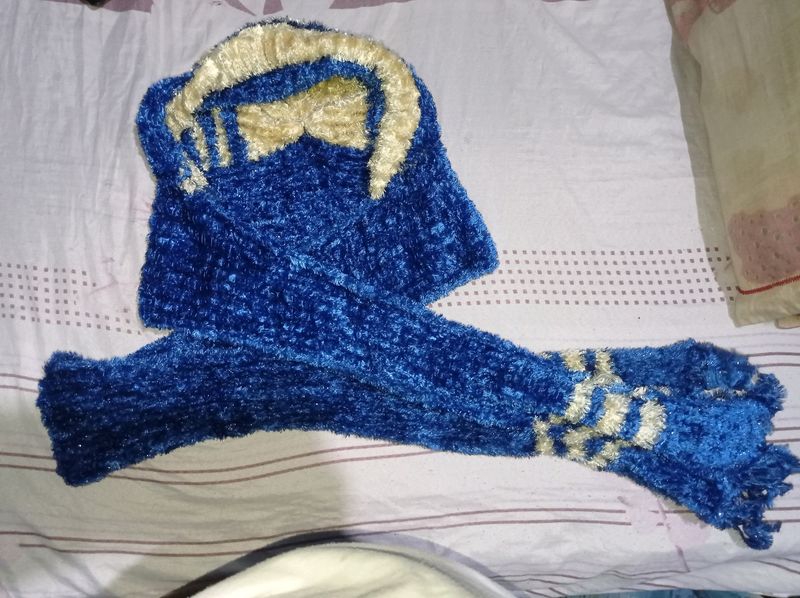 Blue Cute Cap Scarf