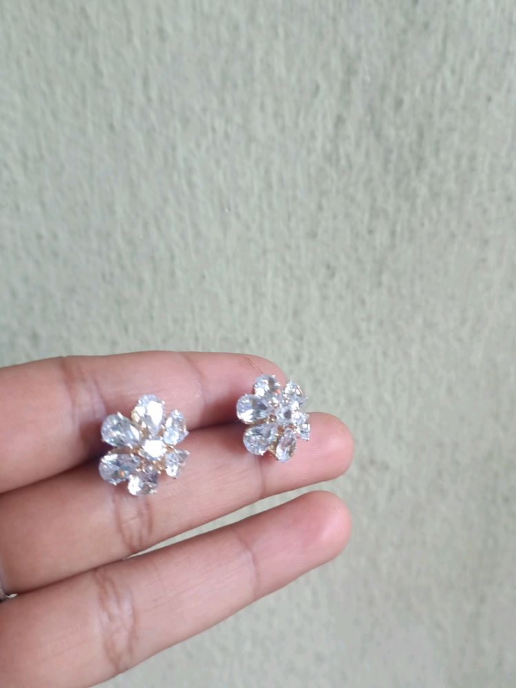 White Diamond Finish Earrings