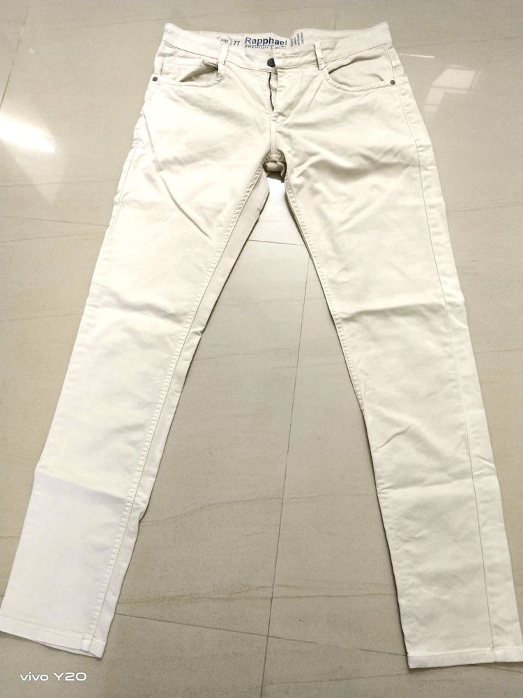 Cream Colour Cotton Jeans