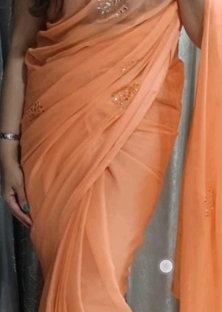 Peach Chiffon Saree