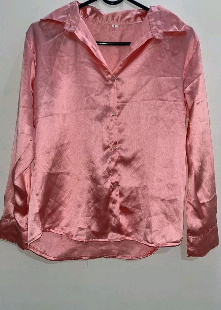 Price Drop🌟Graceful Satin Women Shirts Pink.!!