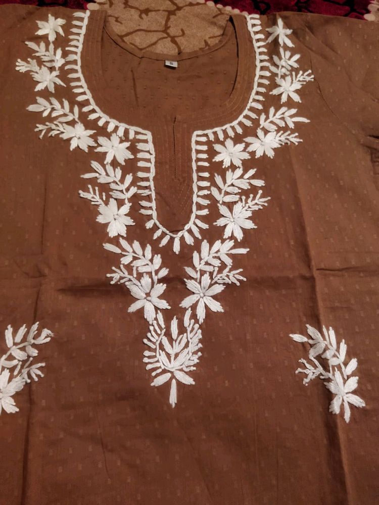 Pure Cotton Kurti With Embroidery