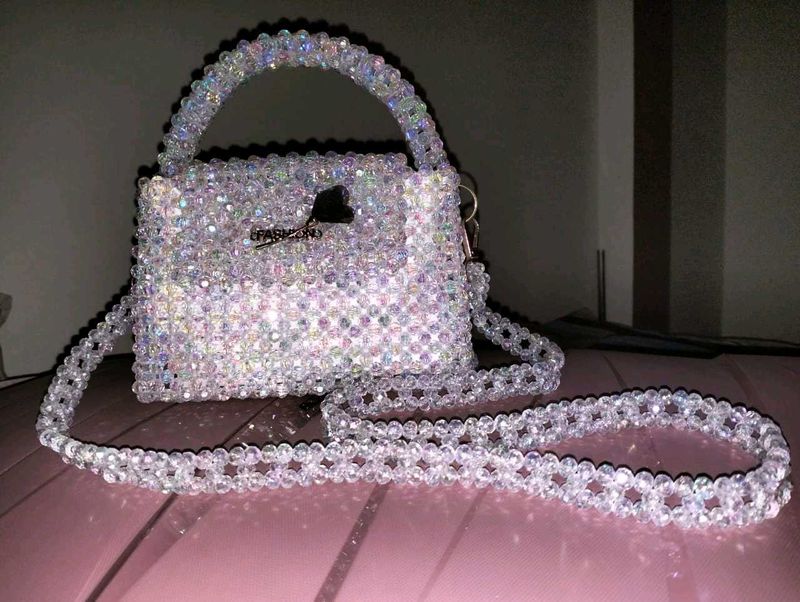 White Beaded Sling Bag