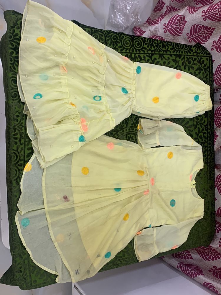 Yellow Sharara Set For Kids