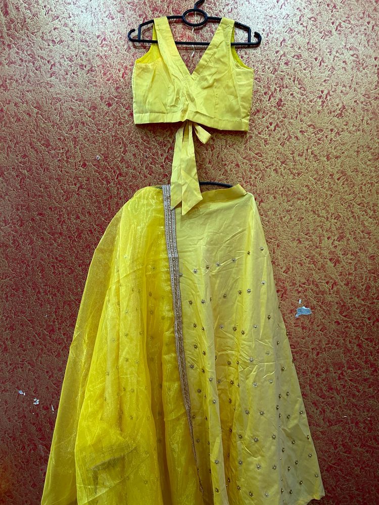 Yellow Lehenga Choli With Net Dupatta