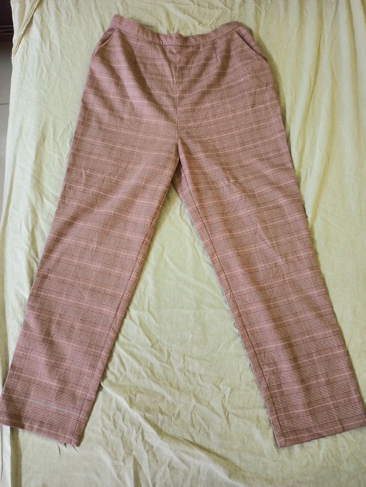 Pink Check Formal Pant