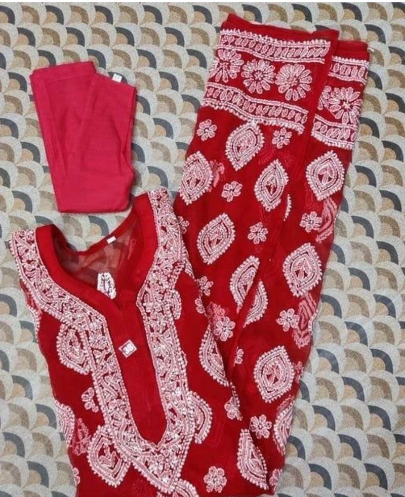 Red Lucknowi Kurti