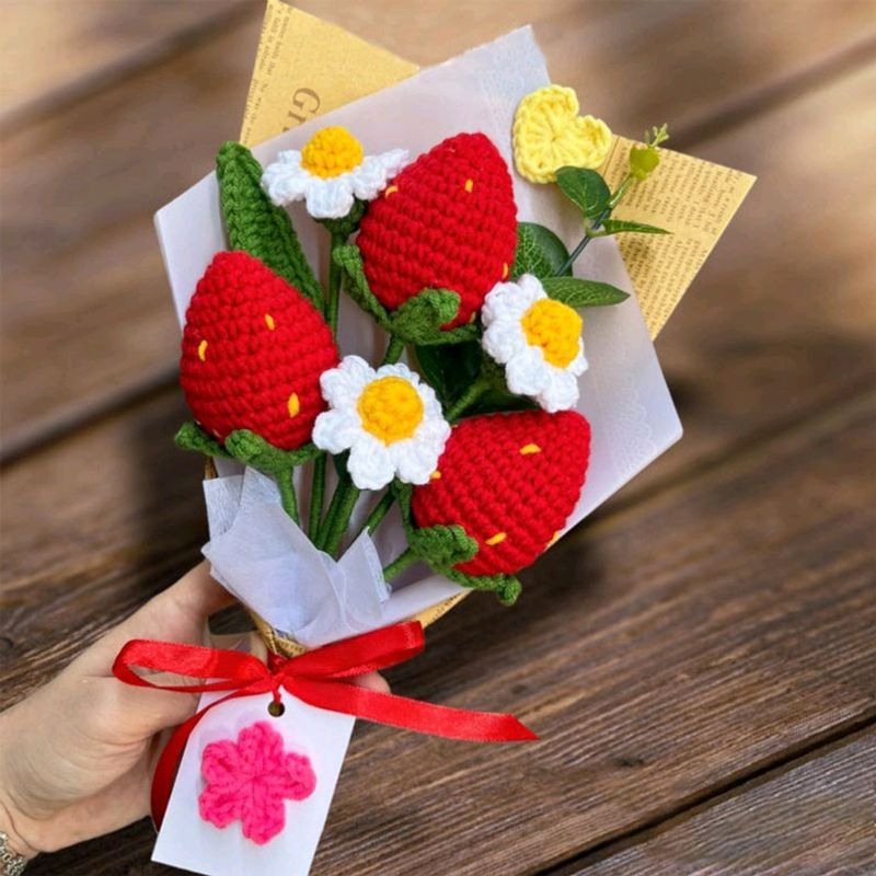 Crochet Strawberry Bouquet