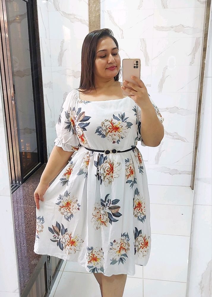 Floral printed flared Dress