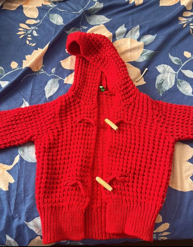 Kids Sweater/cardigan With Wooden Button