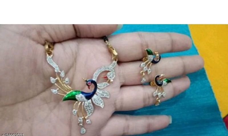 American Diamond Mangalsutra With Earrings