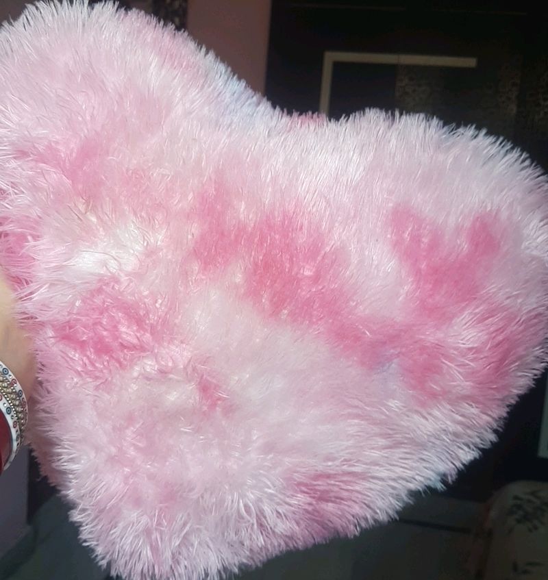 Fur Heart Shaped Pillow