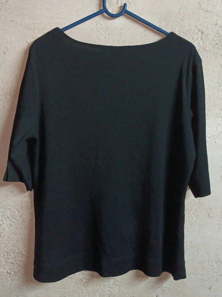 Women's Casual Fashion Top Half-sleeve Black