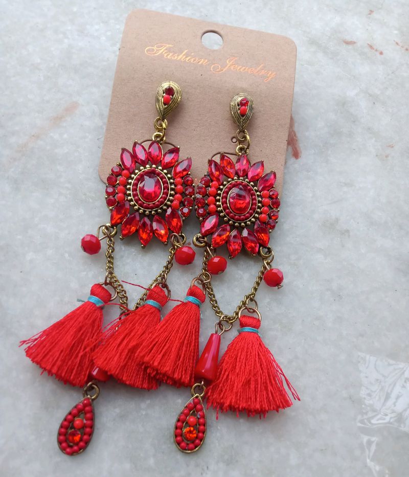 Red Gold Plated Handcrafted Earrings