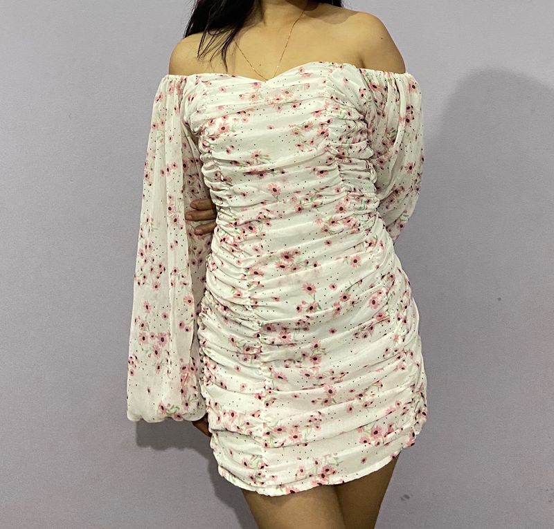 ASOS White Floral Print Dress