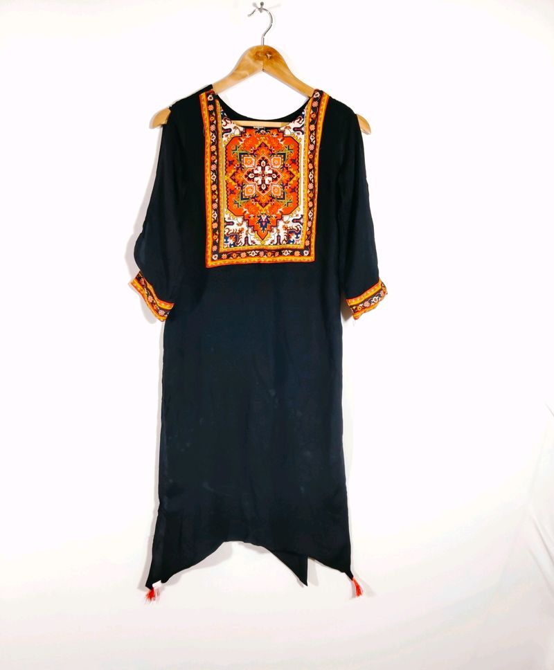 Black Printed Casual Kurta (Women)