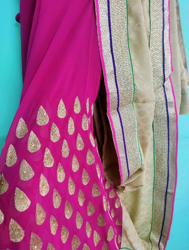 Georgette Saree And Blouse With Embroidery