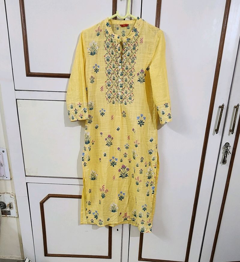 Sunshine Yellow A Line Cotton Kurta