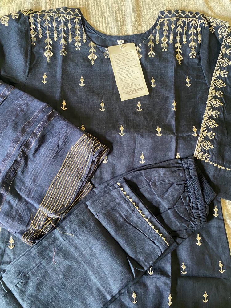 Navy Blue Beautiful Kurta Set For Traditional Wear