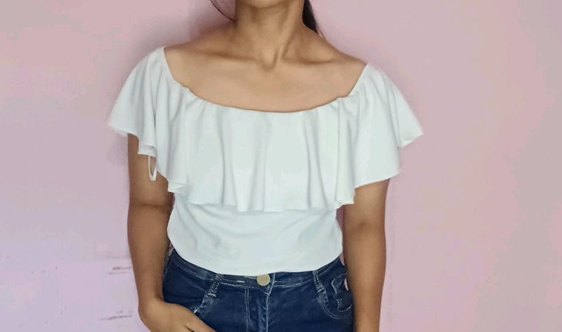 Off Shoulder of White Top From Shein