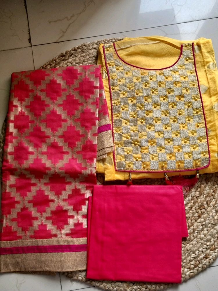 Yellow Ethnic Suit Material