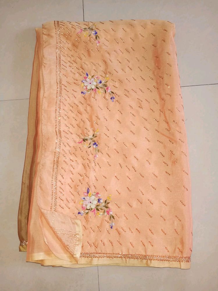 Beautiful Cream Colour Saree For Womens