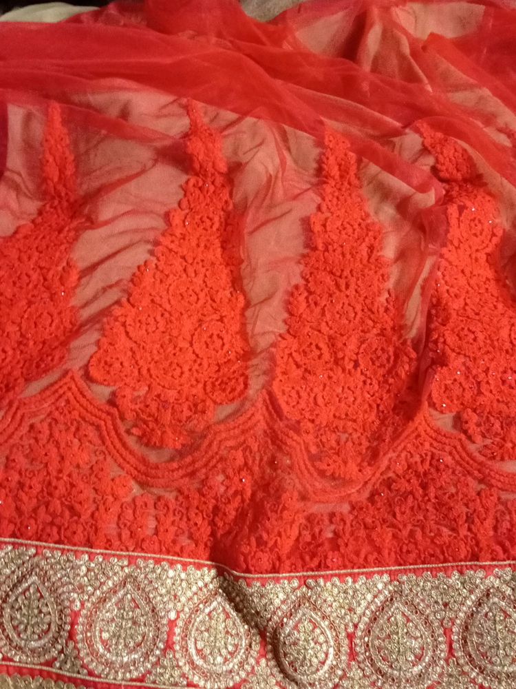 Red Bridal Saree  With Blouse