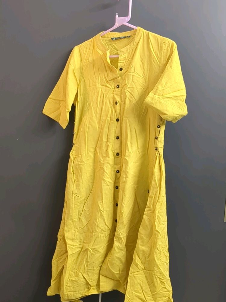 Golden Yellow Cotton Kurta