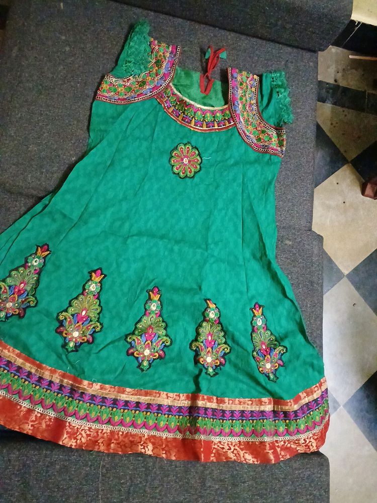 Embroidered Green Kurti