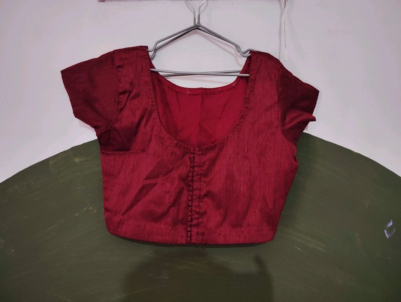 Maroon Blouse With One Side Beads Work