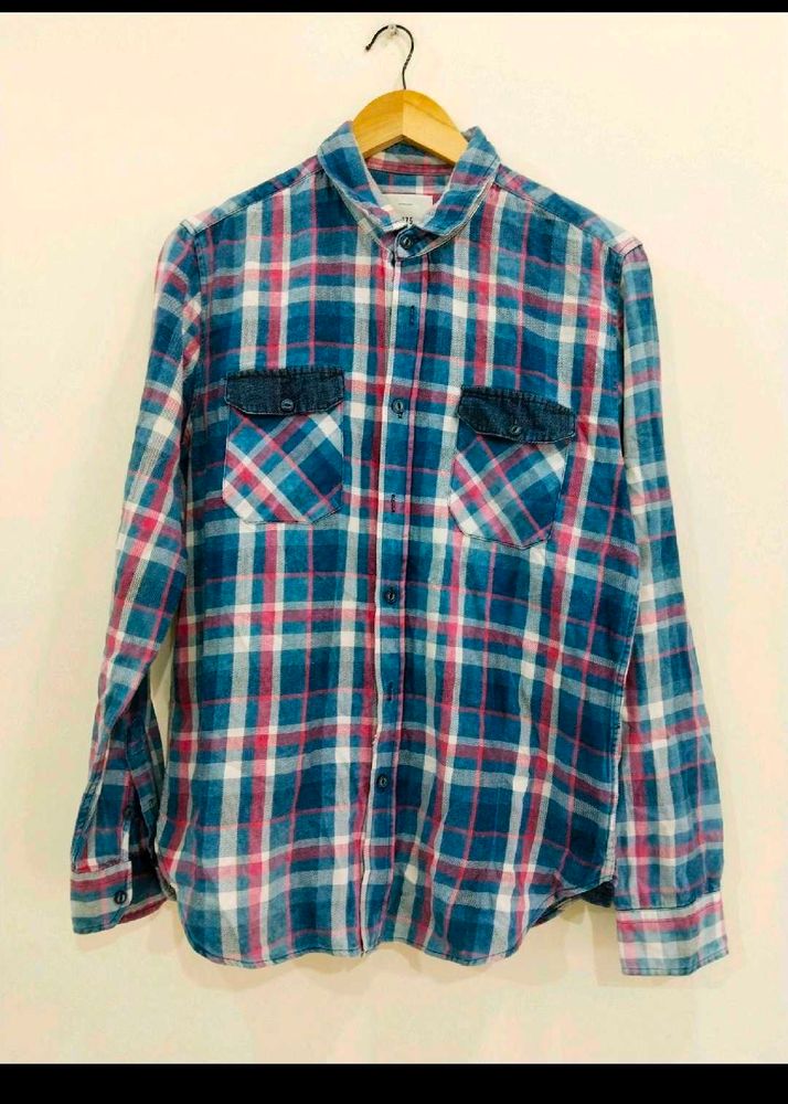 Original Denim Men's Blue Striped Shirt Size 42