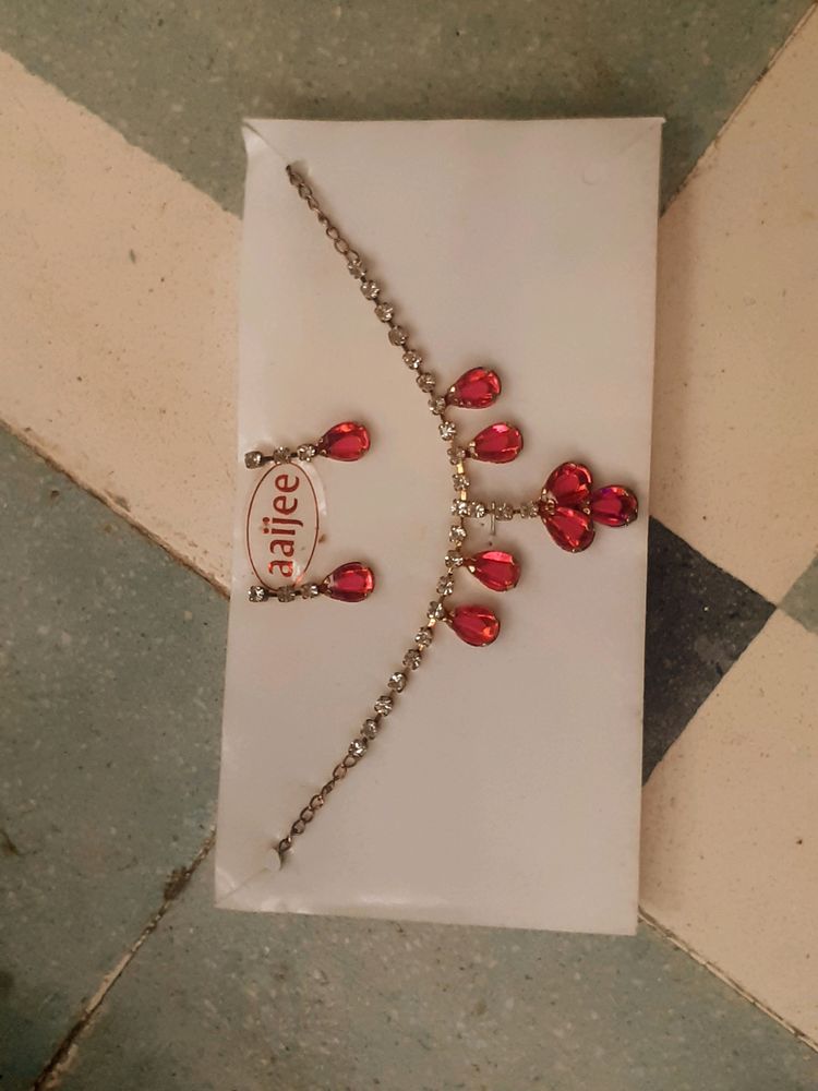 Pink Diamond Necklace With Earrings