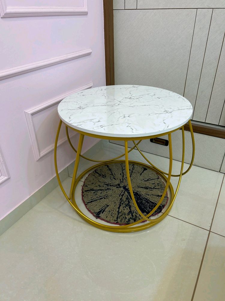 Modern Round Golden Metal Table