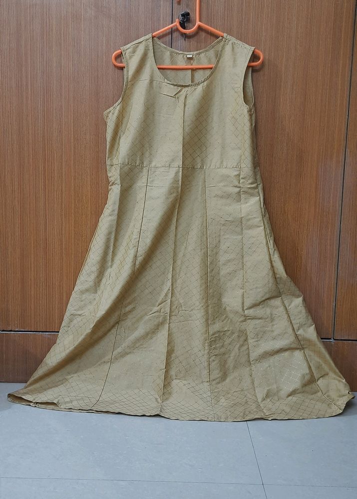 Beige and golden ethnic gown