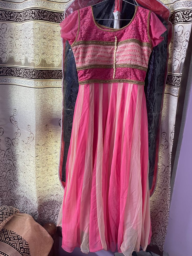 Pink & Cream Anarkali Salwar