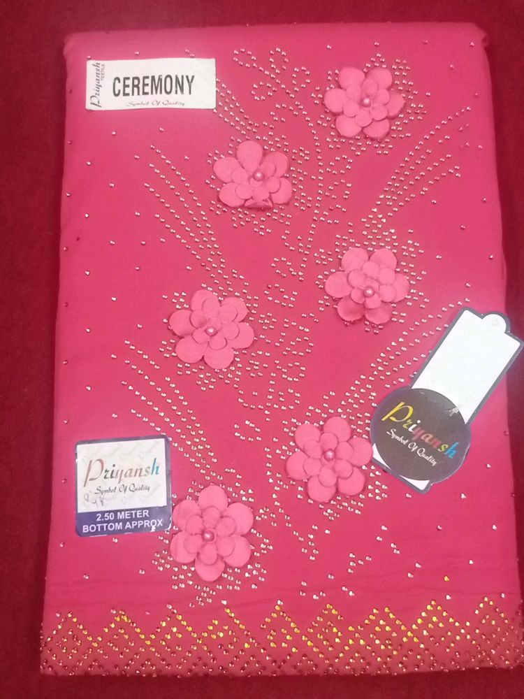 Magenta Colour Suit Material With Embroidery Work In Dupatta