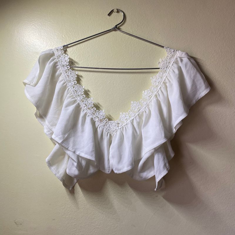 Coquette Embroidered White Pinterest Crop Top