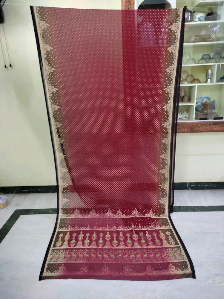 Chiffon Maroon Saree