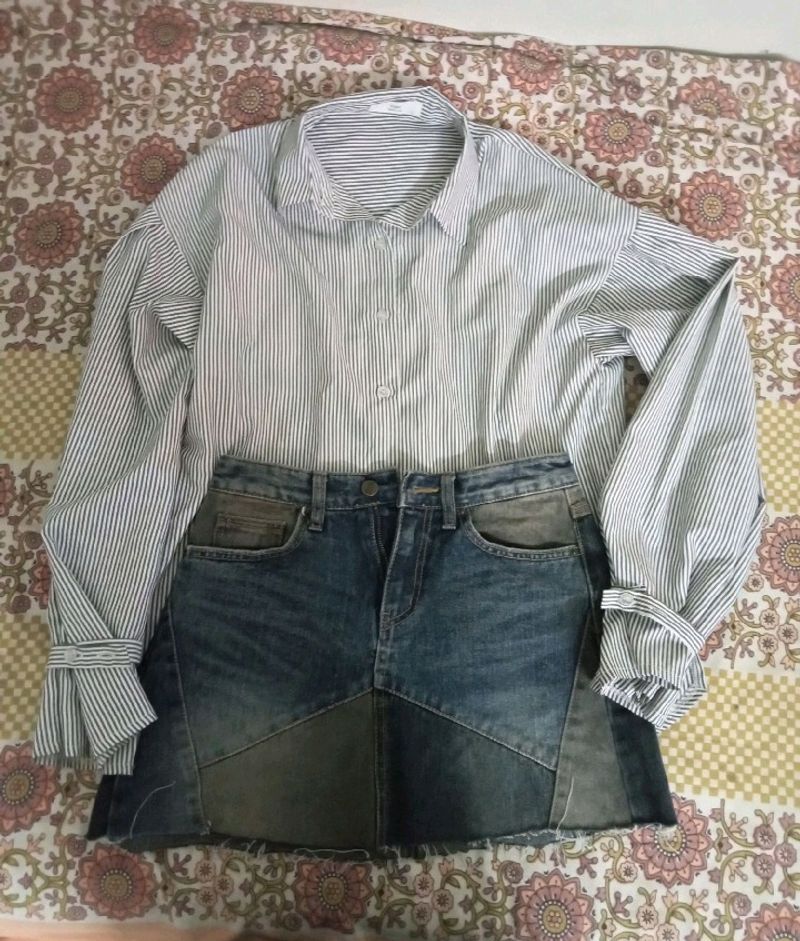 Pinterest Denim Skirt Shirt Set