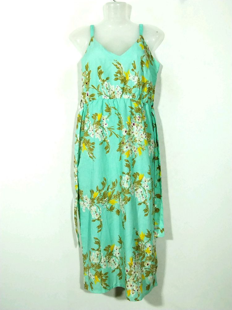 Sirikit Pastel Green Floral Printed Dress (Women)