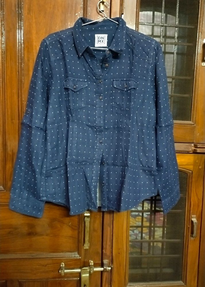 DNMX Blue Shirt With White Polka Dots