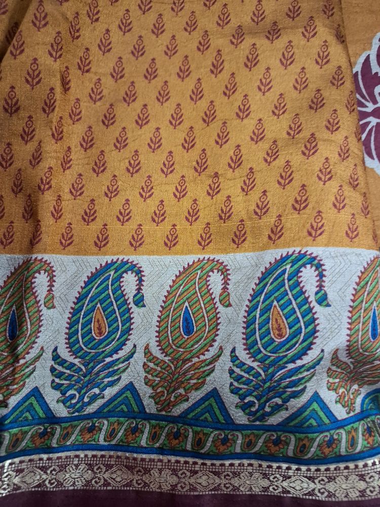 Mustard Polysilk Saree