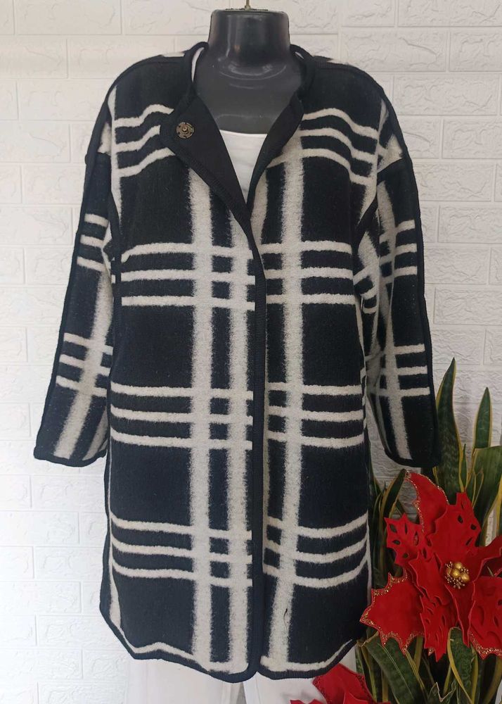 Imported Checkered Overcoat