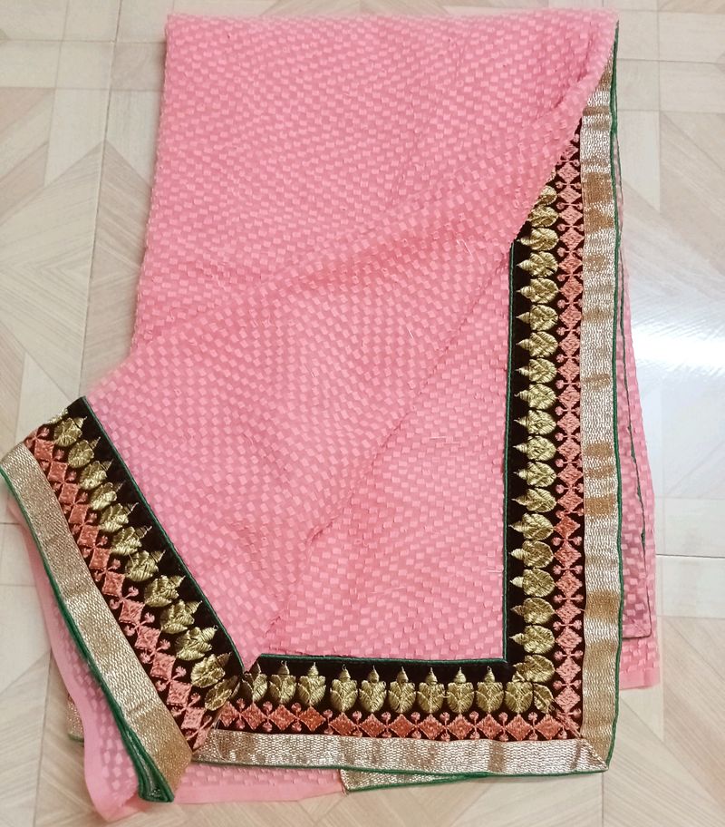 Skin Colour Bordered Saree