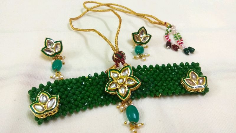 Crystal and kundan Work choker set