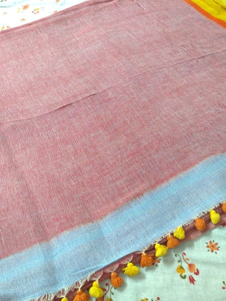 Original Linen Saree With Ganga Jamuna Border